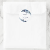 Sticker Rond Aquarelle Bleu Élégante enveloppe de mariage sceau (Sac)