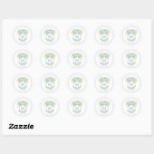 Sticker Rond Aquarelle Bleu et Blanc Hydrangea Crest (Feuille)