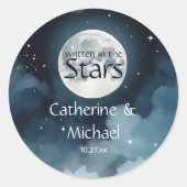 Sticker Rond Aquarelle Bleu étoile Ciel Mariage céleste (Devant)