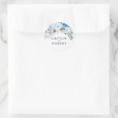 Sticker Rond Aquarelle bleu foncé Fleurs élégantes (Sac)