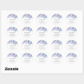 Sticker Rond Aquarelle bleu foncé Mariage floral rustique (Feuille)