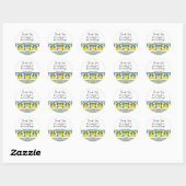 Sticker Rond Aquarelle bleu jaune citron Mariage méditerranéen (Feuille)