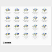 Sticker Rond Aquarelle bleu Mariage Floral Merci (Feuille)