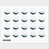 Sticker Rond Aquarelle bleu marine et or (Feuille)