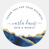 Sticker Rond Aquarelle bleu marine et or (Devant)