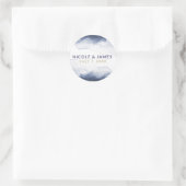 Sticker Rond Aquarelle bleu marine Mariage moderne chic (Sac)