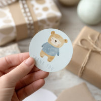 Aquarelle bleu mignon Merci ours endormi