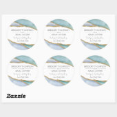 Sticker Rond Aquarelle bleu moderne Parties scintillant or mari (Feuille)