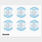 Sticker Rond Aquarelle bleu nuage pastel brosse bébé garçon dou (Feuille)