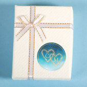 Sticker Rond Aquarelle Bleu Océan Vagues Avec Mariage Monogramm