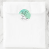 Sticker Rond Aquarelle bleu océanique et Merci de calligraphie (Sac)