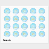 Sticker Rond Aquarelle - bleu - parties scintillant or (Feuille)