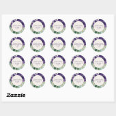Sticker Rond Aquarelle bleu pourpre Adresse florale (Feuille)