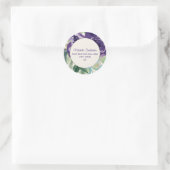 Sticker Rond Aquarelle bleu pourpre Adresse florale (Sac)