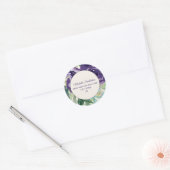 Sticker Rond Aquarelle bleu pourpre Adresse florale (Enveloppe)