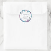 Sticker Rond Aquarelle bleu poussiéreux Floral (Sac)