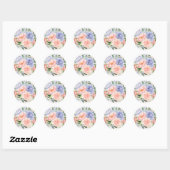 Sticker Rond Aquarelle Bleu rose Hydrangée Peony Ressort Floral (Feuille)