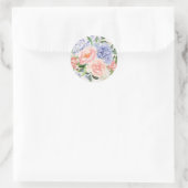 Sticker Rond Aquarelle Bleu rose Hydrangée Peony Ressort Floral (Sac)
