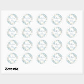Sticker Rond Aquarelle bleu simple Baby shower floral classique (Feuille)