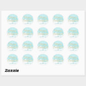 Sticker Rond Aquarelle Bleu Turquoise Or Parties scintillant No (Feuille)