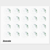 Sticker Rond Aquarelle bleu vert Feuille Mariage (Feuille)