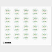 Sticker Rond Aquarelle bleu vert, Merci vert Favor (Feuille)