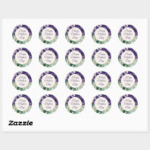 Sticker Rond Aquarelle bleu violet Floral Joyeuse fête des mère (Feuille)