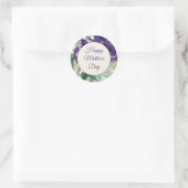 Sticker Rond Aquarelle bleu violet Floral Joyeuse fête des mère (Sac)