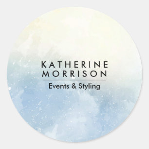 Sticker Rond Aquarelle bleue
