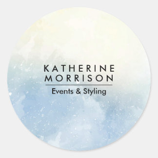 Sticker Rond Aquarelle bleue