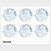 Sticker Rond Aquarelle Bleue Cute Vert Baby shower Eléphant (Feuille)