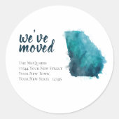 Sticker Rond Aquarelle bleue déplacée Géorgie (Devant)