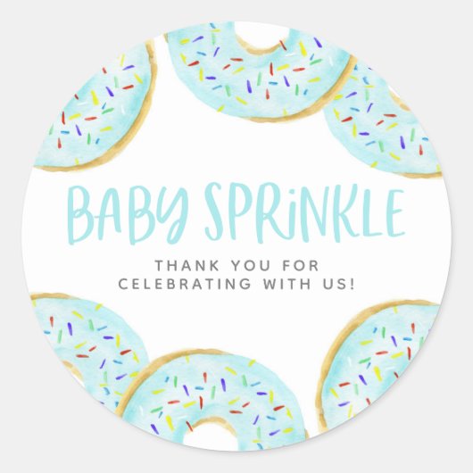 Sticker Rond Aquarelle bleue Donuts Baby Sprinkle Merci (Devant)