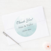 Sticker Rond Aquarelle bleue, Faveurs de mariage, Merci (Enveloppe)