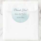 Sticker Rond Aquarelle bleue, Faveurs de mariage, Merci (Sac)