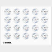 Sticker Rond Aquarelle bleue Feuille Mariage botanique Merci (Feuille)