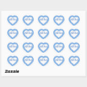 Sticker Rond Aquarelle bleue Forme de coeur (Feuille)