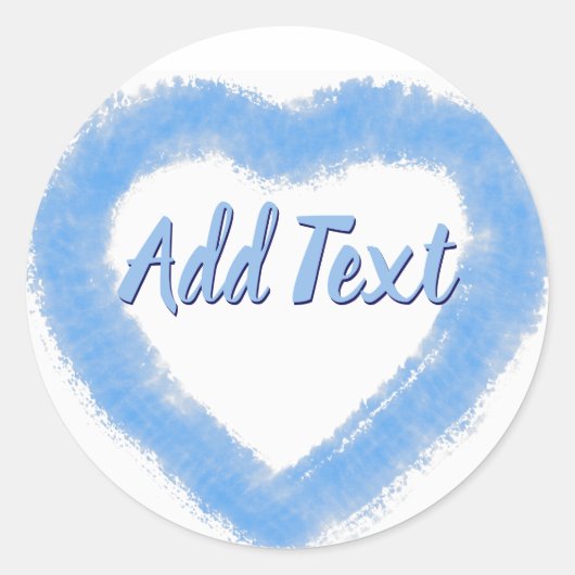 Sticker Rond Aquarelle bleue Forme de coeur (Devant)