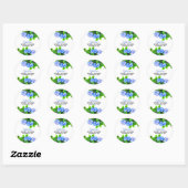 Sticker Rond Aquarelle bleue Hydrangeas Fête des mariées floral (Feuille)