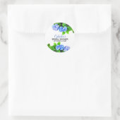 Sticker Rond Aquarelle bleue Hydrangeas Fête des mariées floral (Sac)
