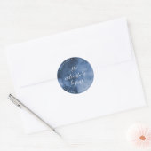 Sticker Rond Aquarelle bleue | L'aventure commence Mariage (Enveloppe)