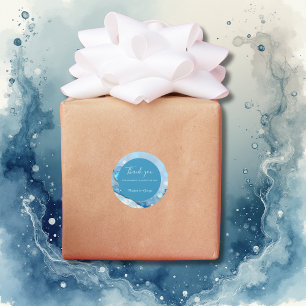 Sticker Rond Aquarelle bleue luxueuse Abstraite Pearlescent