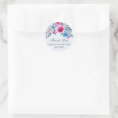 Sticker Rond Aquarelle bleue Merci Mariage Floral (Sac)