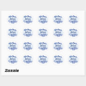 Sticker Rond Aquarelle bleue rose et feuille-Motivationnelle (Feuille)