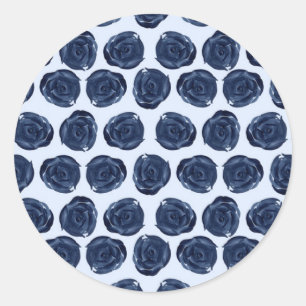 Sticker Rond Aquarelle bleue Rose Vines Cottage Chic Mariage