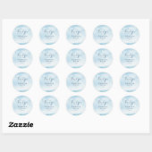 Sticker Rond Aquarelle bleue Script Merci mariage Faveur (Feuille)