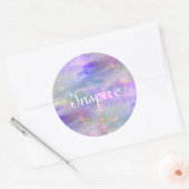 Sticker Rond aquarelle bleue transparente, rose arrière - plan  (Enveloppe)
