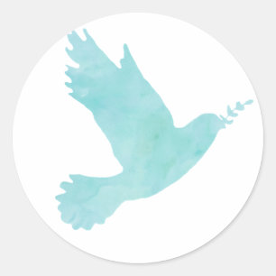 Sticker Rond Aquarelle Blue Dove