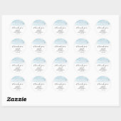 Sticker Rond Aquarelle Blue et Silver Merci Party Favoriser (Feuille)