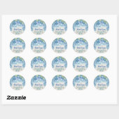 Sticker Rond Aquarelle Blue Hydrangea 80e anniversaire (Feuille)